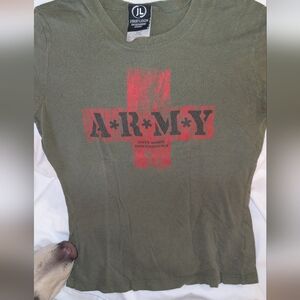 Ladies Olive Green TShirt Army Unit 5683 Issue 0247351 By Jerry Leigh Size Small